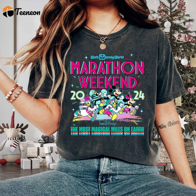 Disneyland &Amp;Amp; Disneyworld Rundisney Marathon Tour Shirt Mickey Mouse Weekend Running Tee 1