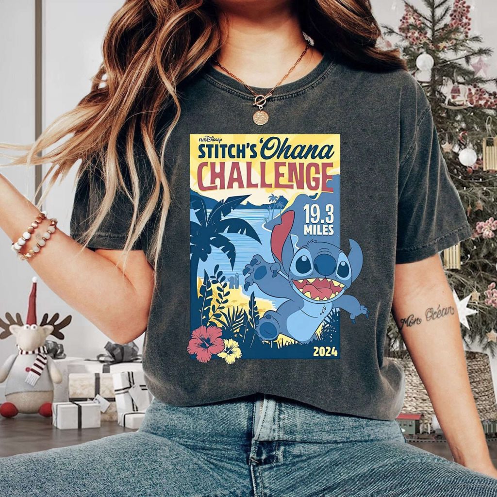 Rundisneyland Stitch S Ohana Challenge 19 3 Mile Shirt Embrace Adventure Tee Wdw Running 2024 2