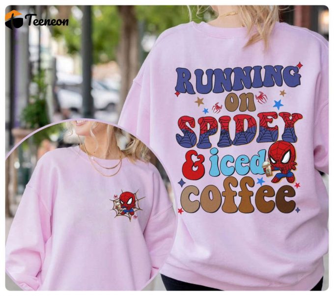 Spidey And His Amazing Friends Birthday Shirt Running On Spidey And Iced Coffee Spider Man &Amp;Amp; Spider Gwen 1