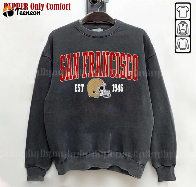 San Francisco Football Vintage Sweatshirt: 49Ers Gift Retro Nine Shirt 1