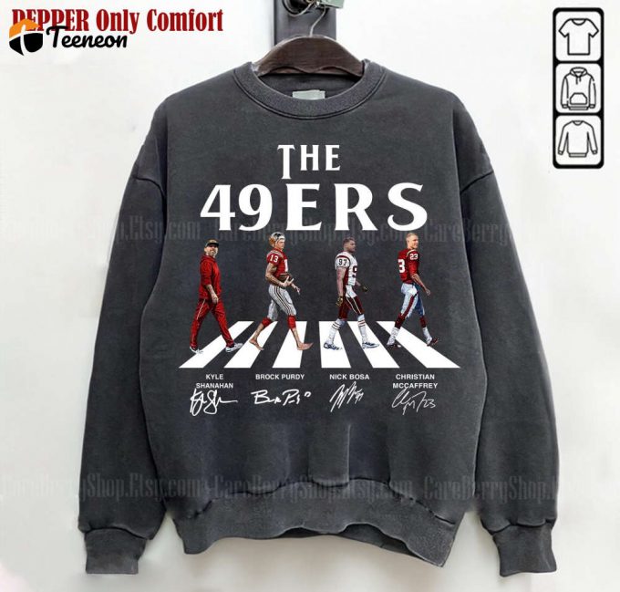 Vintage San Francisco Walking Abbey Road Football Sweatshirt - Kyle Shanahan Brock Purdy Nick Bosa Christian Mccraffrey 49Ers 1