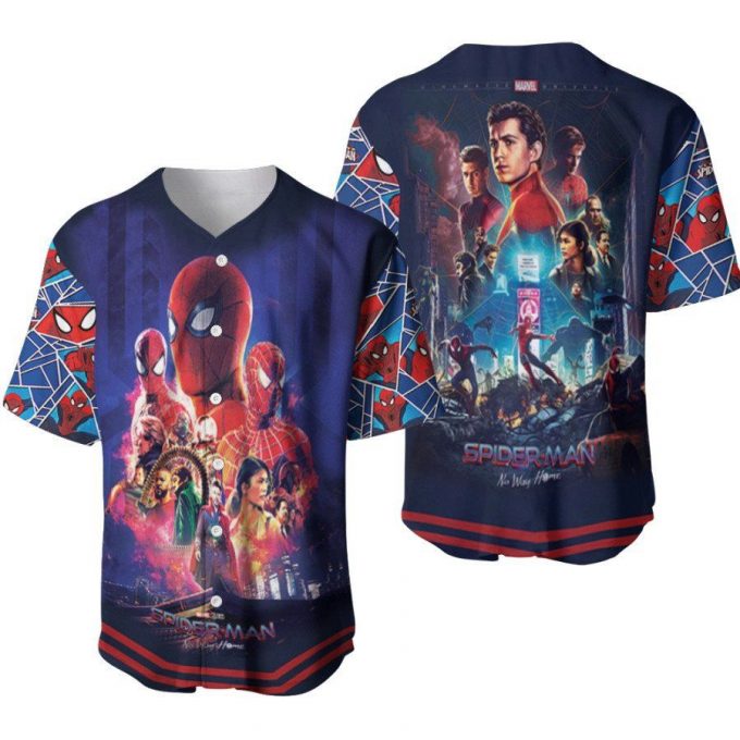 Spider Man No Way Home Colab Of Multiveres Superheroes Designed Allover Gift For Spider Man Fans Baseball Jersey 2