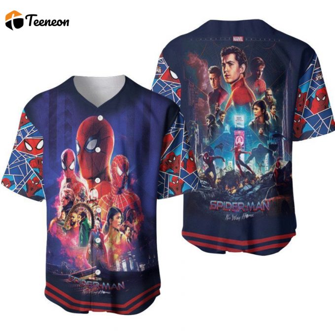 Spider Man No Way Home Colab Of Multiveres Superheroes Designed Allover Gift For Spider Man Fans Baseball Jersey 1