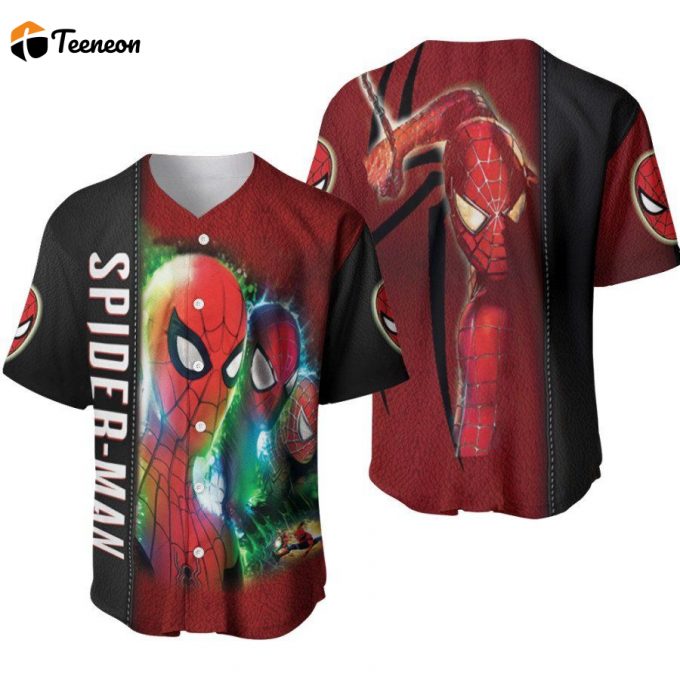 Spider Man No Way Home Three Heroes Saving The World Superhero Designed Allover Gift For Spider Man Fans Baseball Jersey 1