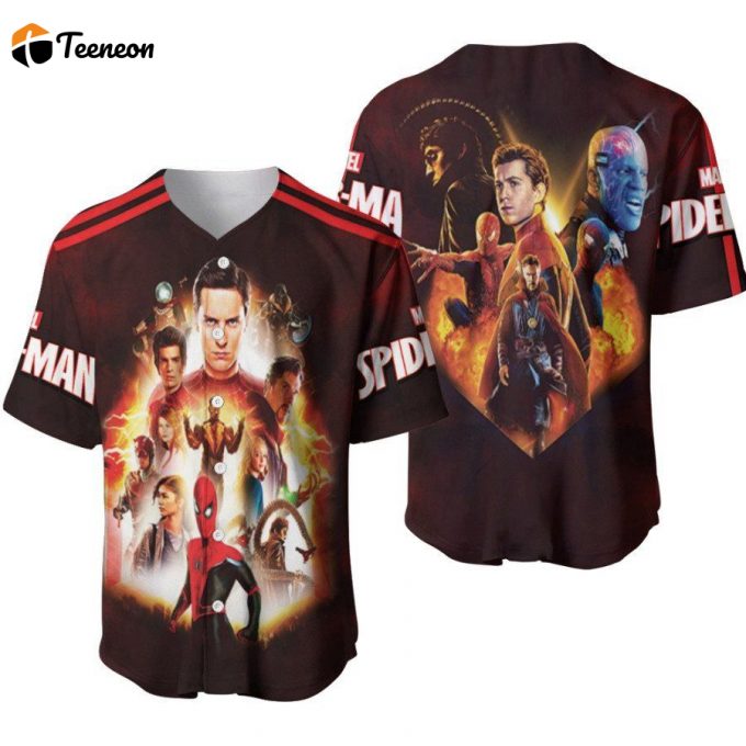 Spider Man No Way Home Three Spiders Colabs Saving Multiverse Designed Allover Gift For Spider Man Fans Baseball Jersey 1