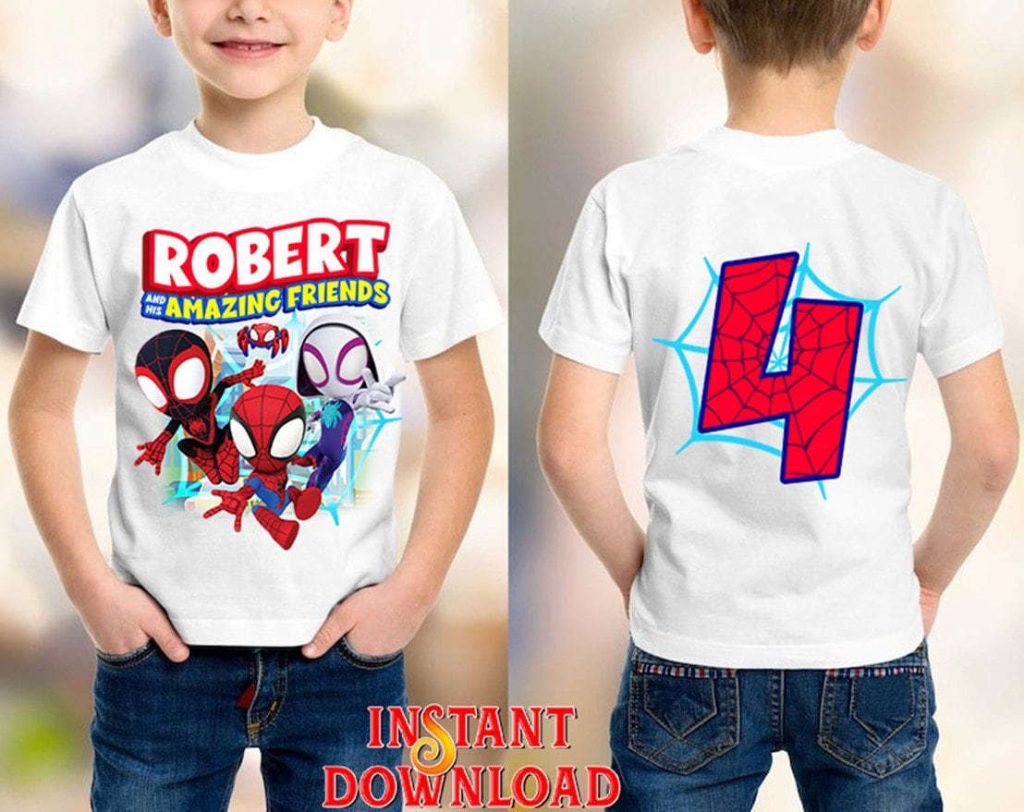 Personalized Spiderman Birthday Png Spidey &Amp; Friends Gift Shirt 2