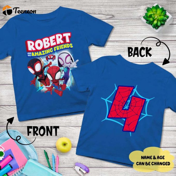 Spiderman Birthday Boy Shirt: Personalized Spidey &Amp;Amp; Friends Family Gift 1