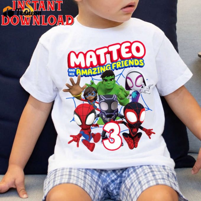 Spidey Superhero Birthday Shirt &Amp;Amp; Png: Custom Family Png Amazing Friends Design Instant Download 1