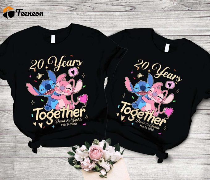 Stitch And Angel Anniversary Valentine Shirt Disneyland Shirt Disneyworld Magic Kingdom Couple Tour Shirt 1