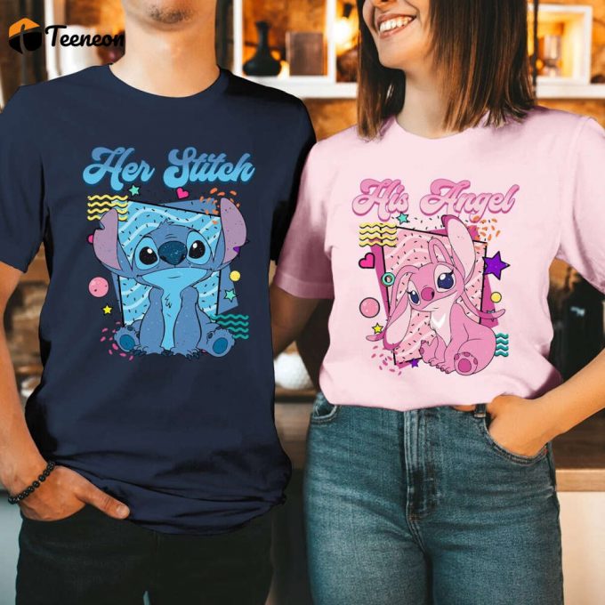 Stitch And Angel Couple Tshirts: Personalized Gifts Sweatshirt Shirt 1