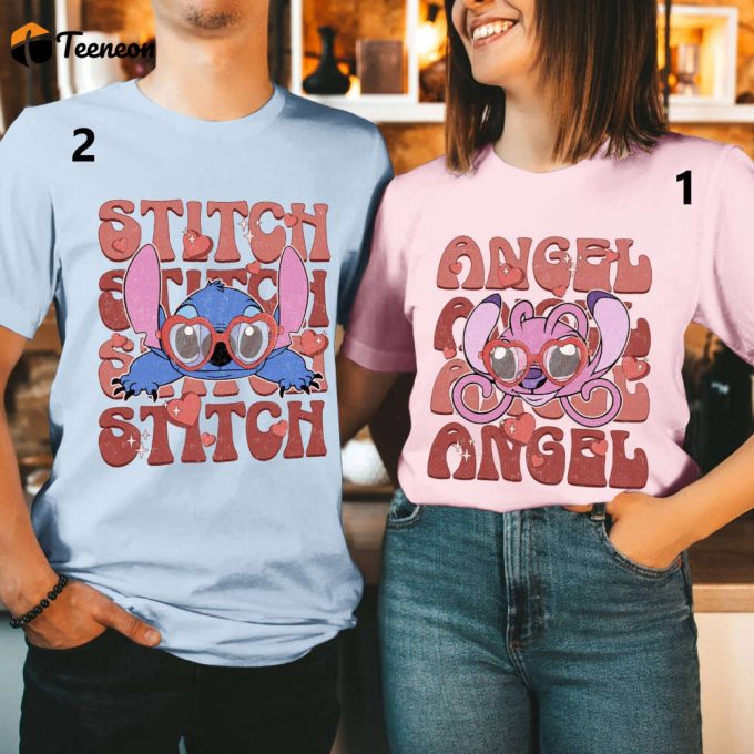 Stitch Angel Couple Shirts - Valentine S Honeymoon Disneyland Anniversary Gifts 1