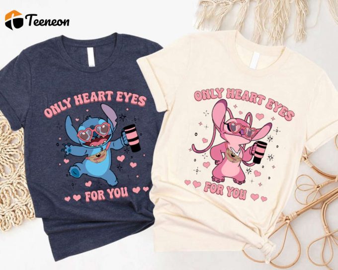 Stitch Angel Couple Valentine Shirt Heart Eyes For You Disneyland Sweatshirt 1