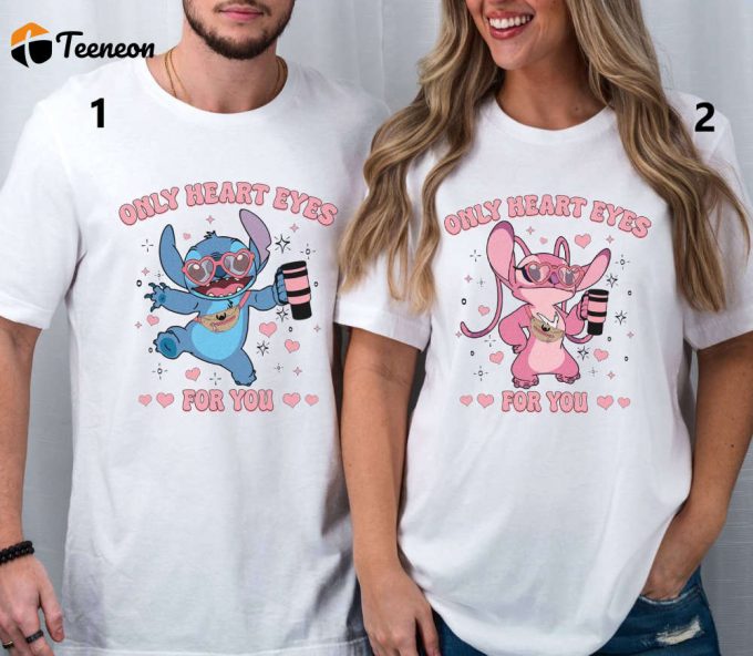 Stitch Angel Only Heart Eyes Couple Valentine Shirt: Wdw Disneyland Matching Shirts For Valentine S Day 1