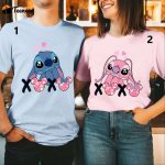 Stitch Angel Valentines Day Shirts – Honeymoon & Disneyland Matching Couple Anniversary Gift