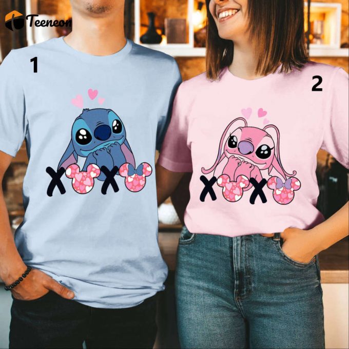 Stitch Angel Valentines Day Shirts - Honeymoon &Amp;Amp; Disneyland Matching Couple Anniversary Gift 1