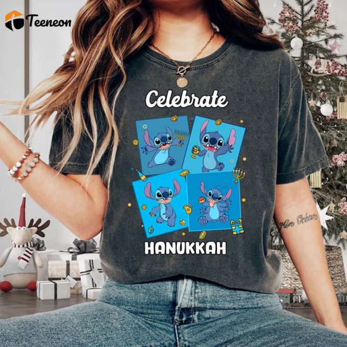 Disneyland Hanukkah T-Shirt: Stitch Hanukkah Latke Shirt Festival Of Lights Dreidel Days - Perfect For Holiday Family Trip 2023 1