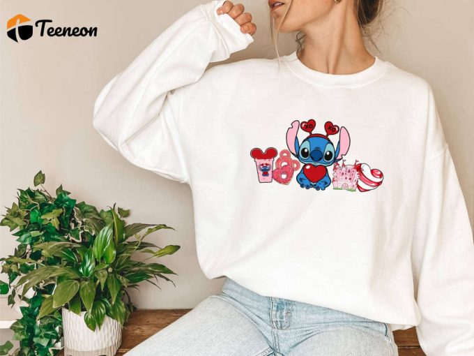 Spread Love With Stitch: Disneyworld Sweatshirt &Amp;Amp; Valentine S Day Shirts - Perfect Couples Gift! 1