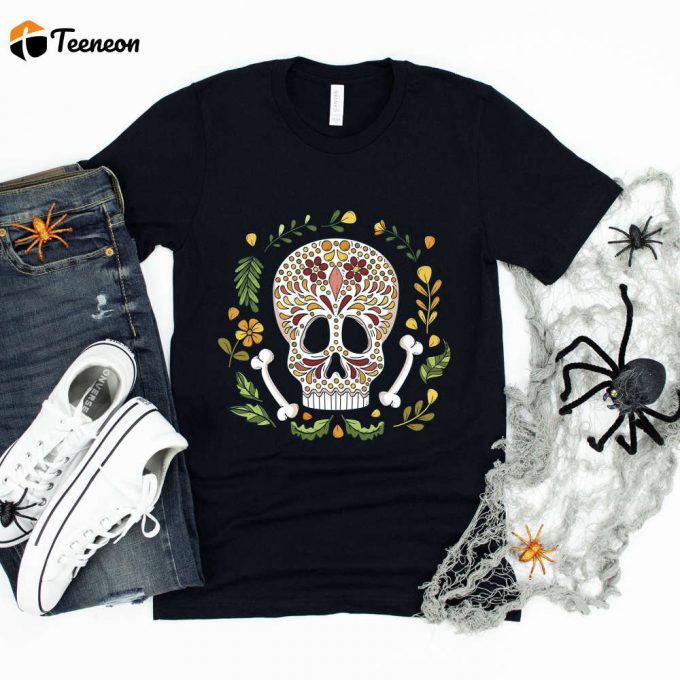 Day Of The Dead Sugar Skull Shirt - Dia De Los Muertos Mexico Tee 1