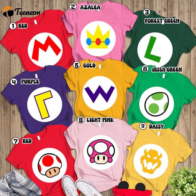 Super Mario Costume Shirt Mario &Amp;Amp; Friends Inspired Group Tshirt Fun Cosplay Gift 1