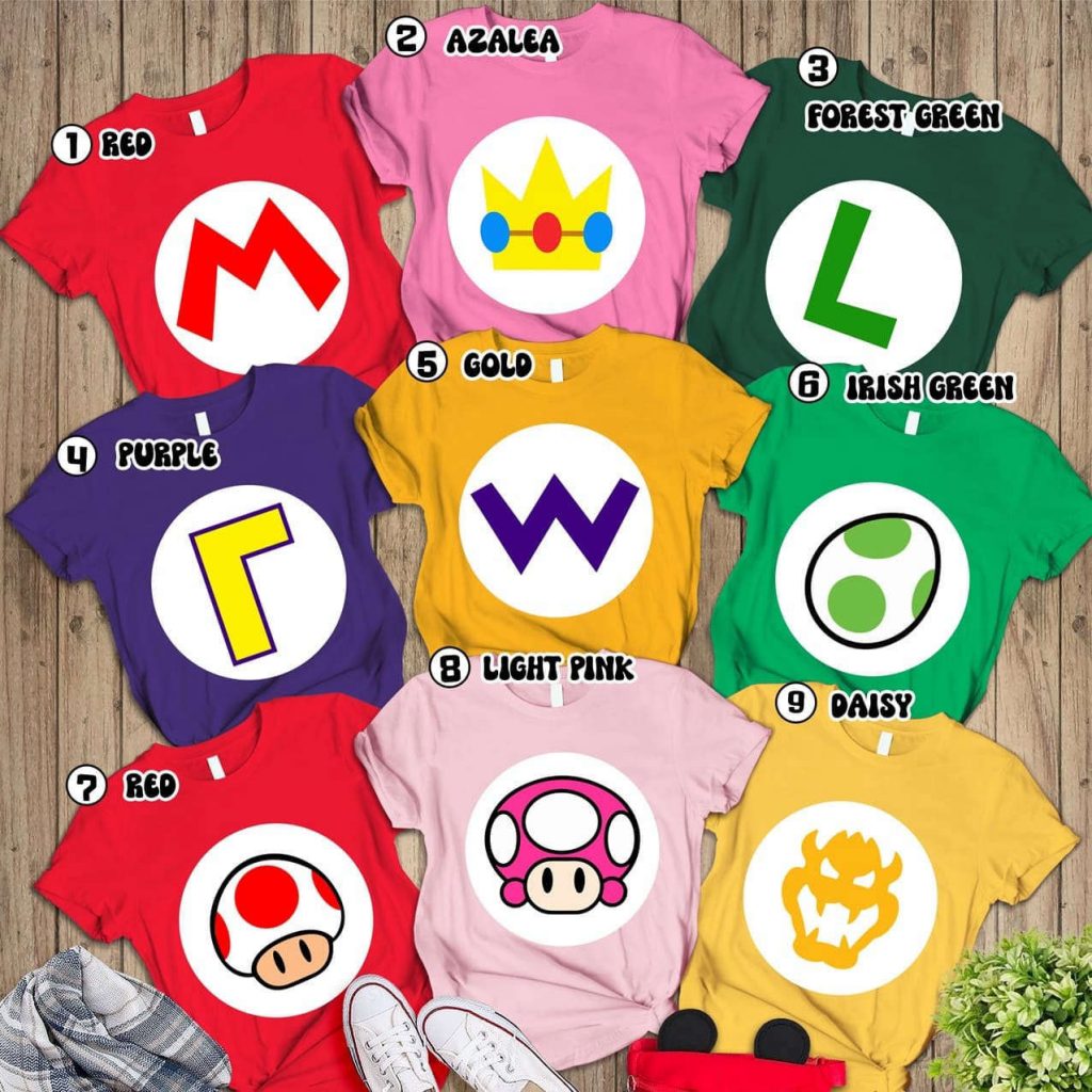 Super Mario Costume Shirt Mario &Amp; Friends Inspired Group Tshirt Fun Couple Cosplay Mario Gift 2