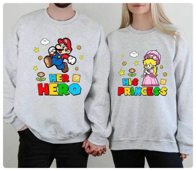 Super Mario Couple Shirt Valentines Day Tee With Princess Peach His Hero Her Princess Matching Valentine S Day Tee 2