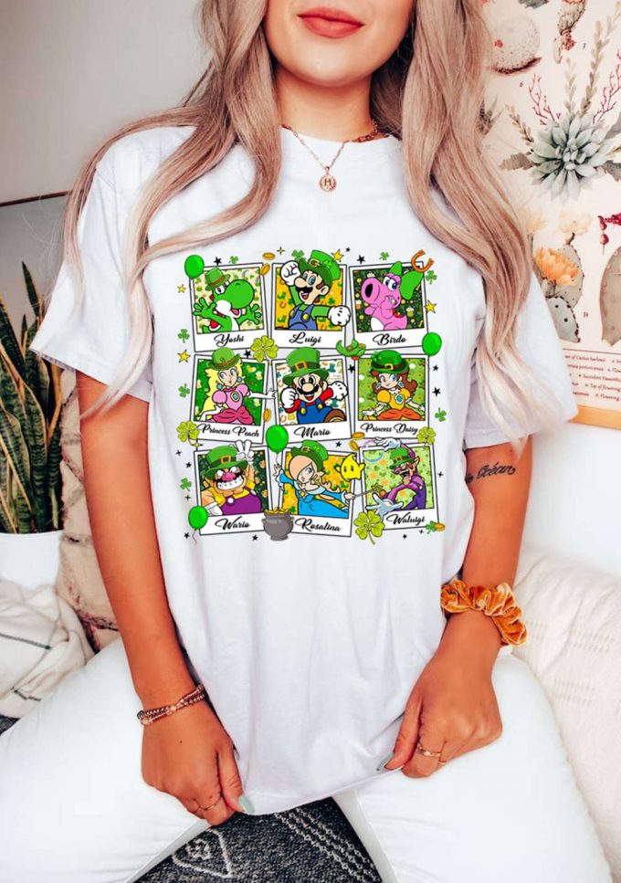 Super Mario St Patrick S Day Shirt: Mario Luigi Princess Peach Irish Shamrock Tee - Disneyland Holiday 2