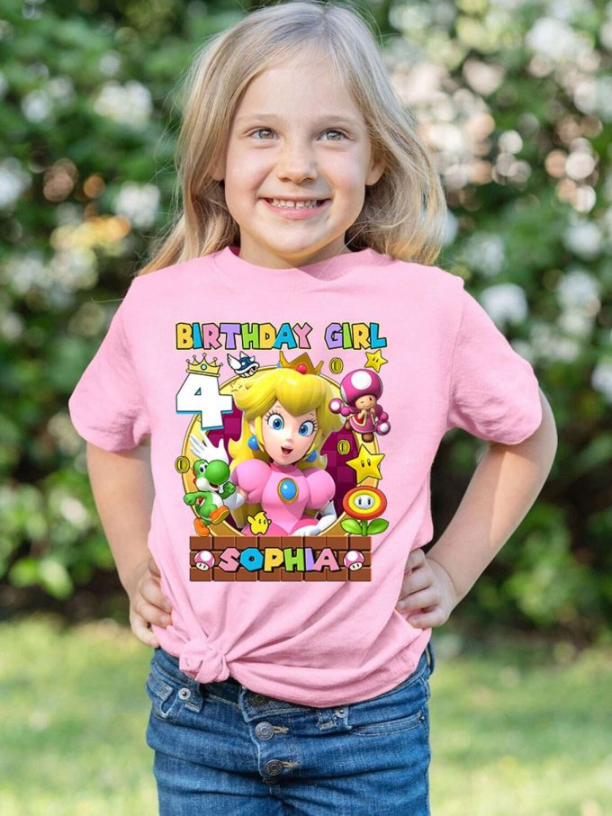 Super Princess Peach Birthday Shirt Custom Mario Family Tee Princess Birthday Girl 1