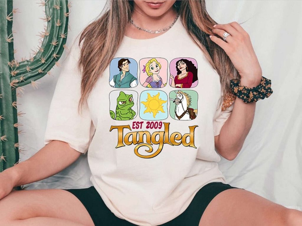 Tangled Characters Retro Shirt Rapunzel Flynn Rider Tee Magic Kingdom Disneyland Vacation Gift 2