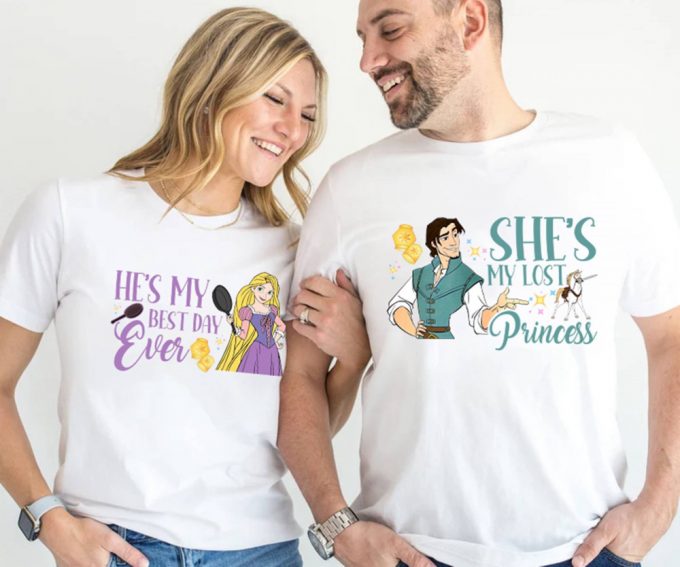 Tangled Couples Shirt: Rapunzel Princess Tee Best Day Ever; Disneyland Matching Tee Valentines Gift 2