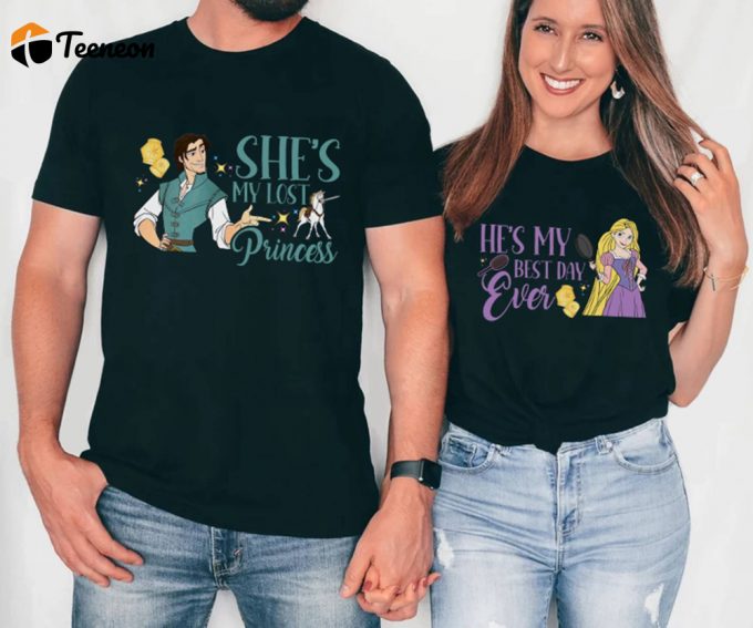 Tangled Couples Shirt: Rapunzel Princess Tee Best Day Ever; Disneyland Matching Tee Valentines Gift 1