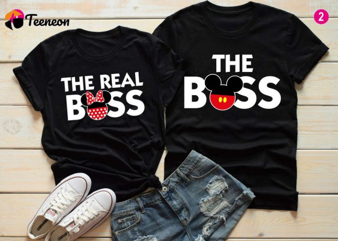 Disney Couple Shirts: The Boss And The Real Boss Mickey And Minnie Matching Tee - Family Disney T-Shirt 1