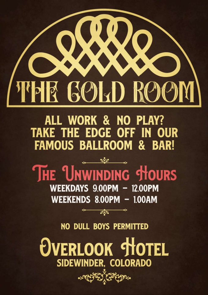 The Shining Gold Room Overlook Hotel Bar Sign Movie Poster For Home Decor Gift 4