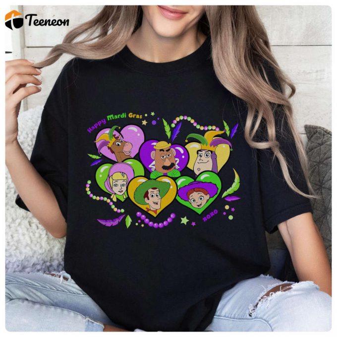 2024 Toy Story Mardi Gras Shirt: Let The Good Times Roll With Woody Disneyland Family Trip Fat Tuesday 1