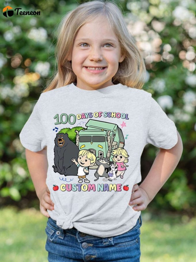 Trash Truck 100 Days Of School Shirt - Personalized Tee For Kids Birthday &Amp;Amp; School 1