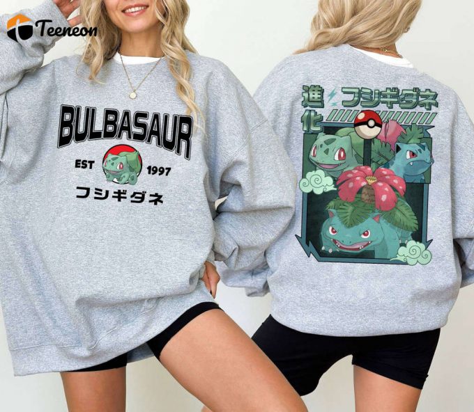 1997 Est Two-Sided Bulbasaur Shirt Pikachu Family Matching Birthday Gift For Pokemon Lovers 1