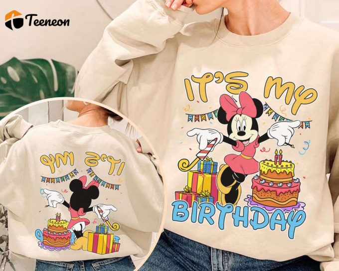 Double-Sided Minnie Mouse Birthday Shirt For Kids &Amp;Amp; Family - Disneyland Birthday Girl Shirt With Disney Theme 1