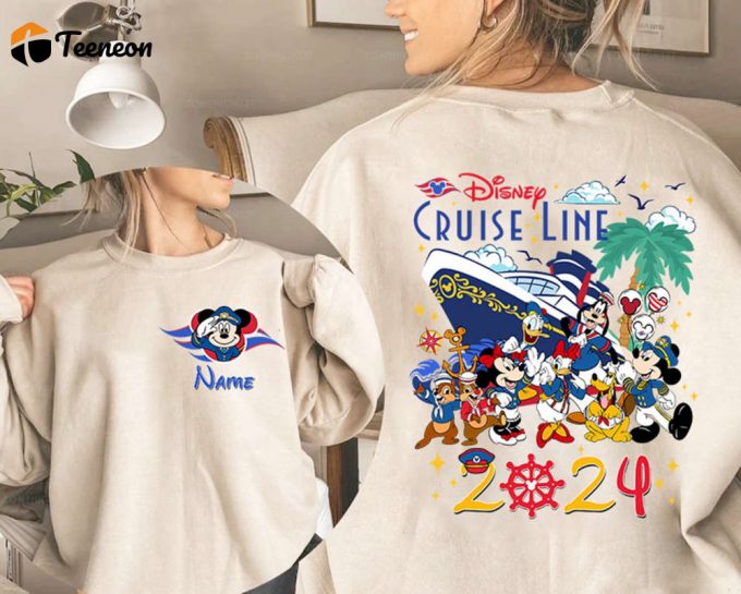 2024 Disneyland Cruise Shirt Personalized Mickey &Amp;Amp; Friends Family Matching Custom Name Two-Sided Cruise Squad 1