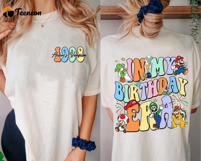 Customized Super Mario Birthday Shirt Personalized Two-Sided Tee With Name &Amp;Amp; Year Mario Friends Kids Tee 1