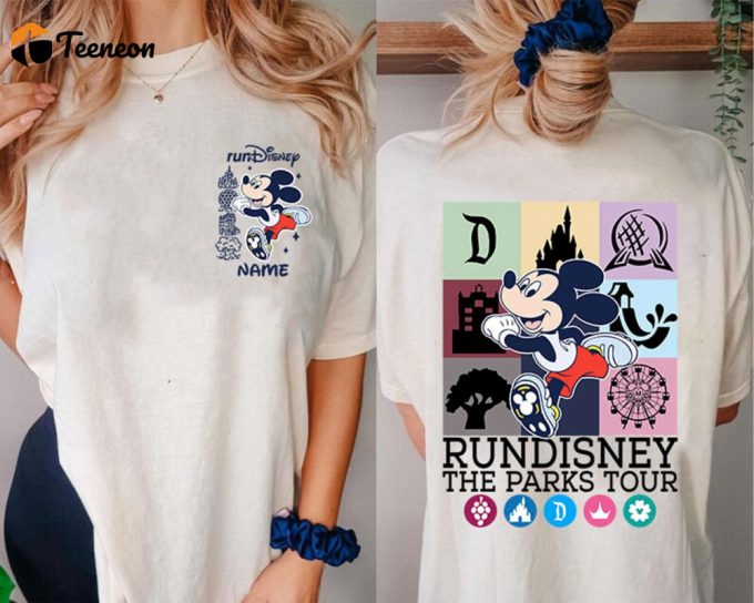 2024 Vintage Rundisney Marathon Shirt - Personalized Two-Sided Mickey Mouse &Amp;Amp; Friends Custom Name Tee 1