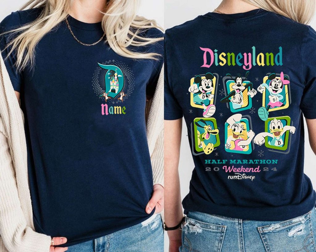 Vintage Rundisney Marathon 2024 Shirt - Personalized Two-Sided - Disneyland Mickey Mouse &Amp; Friends 2