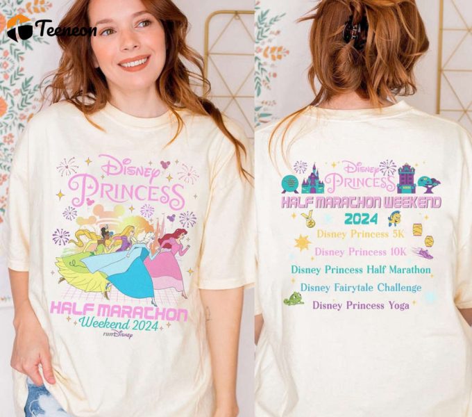 2024 Two-Sided Princess Half Marathon Shirt - Rundisney Girl Trip Walt Disneyworld Ariel Princess 1