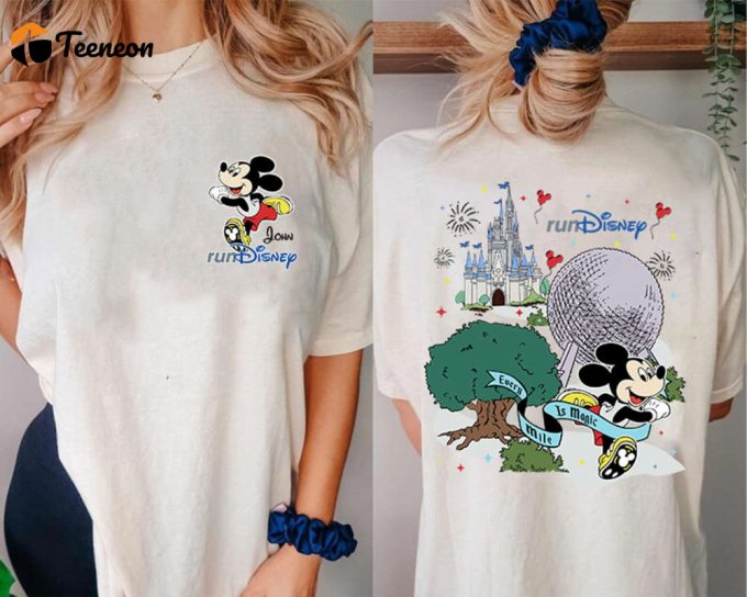 Disneyland &Amp;Amp; Disneyworld Two-Sided Rundisney Marathon Shirt: Mickey Mouse Weekend Tour 1