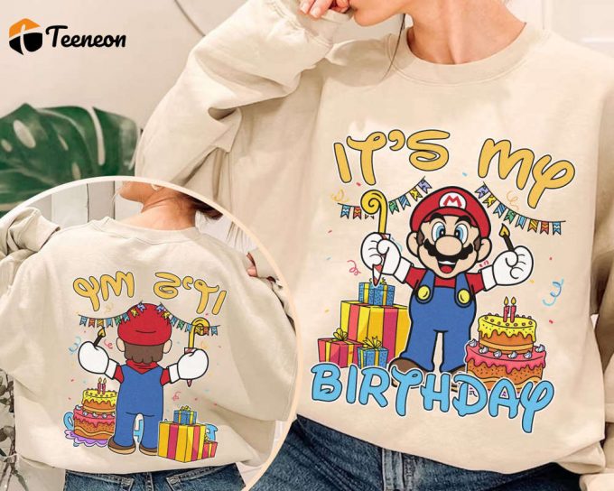 Super Mario Birthday Boy Shirt - Two-Sided Perfect For Family Trips &Amp;Amp; Birthdays! 1