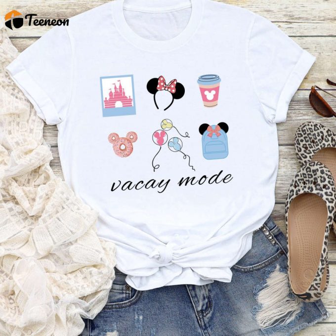 Vacay Mode Disney Shirt: Theme Park Minnie Mouse Snack &Amp;Amp; Trip Shirts Disneyland 1