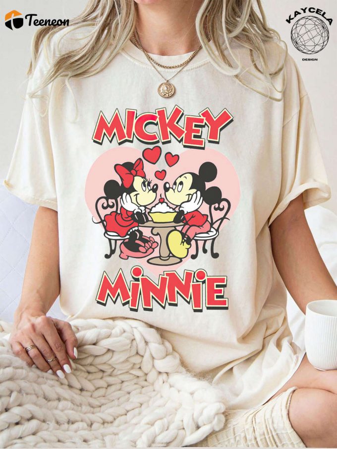 Valentine S Day Mickey &Amp;Amp; Minnie Hearts Tshirt - Disney Happy Valentine S Day Shirt For Heart Valentine Gifts 2024 - Matching Tee For Valentine Couples 1