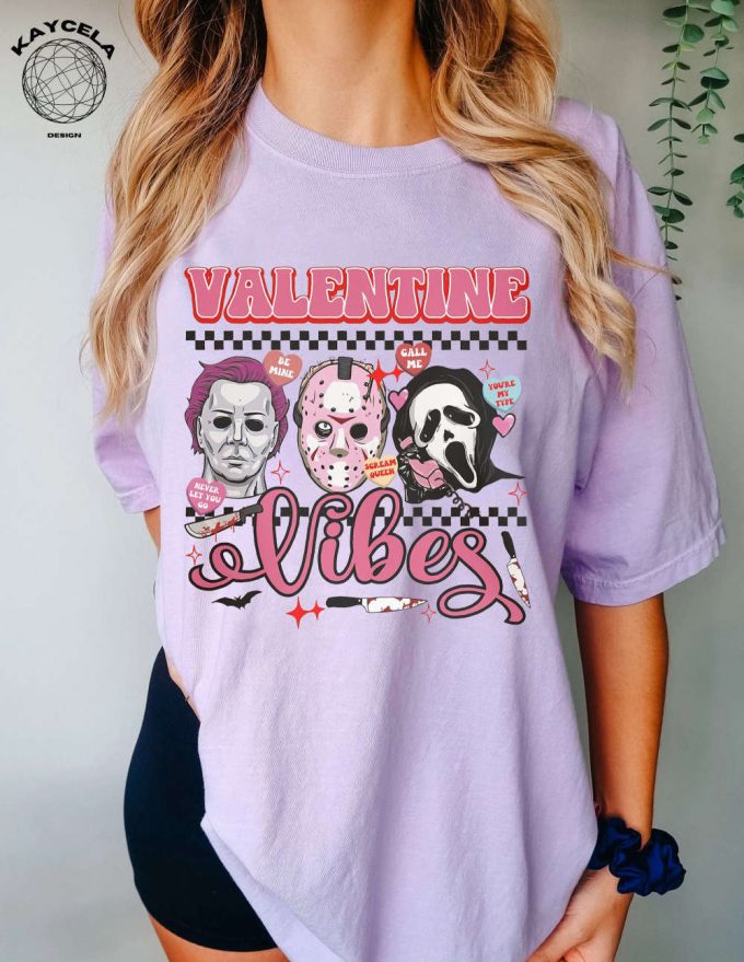 Valentine Vibes Shirt: Capture The Essence Of Love With Our Trendy Valentine Horror And Matching Shirts - Perfect Valentine Gift For Her! Funny Valentines Tee &Amp; Characters Horror Tee 2