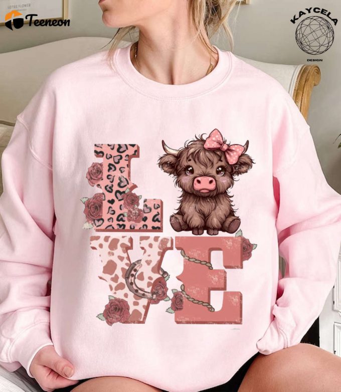 Valentines Highland Cow Tshirt Sweatshirt &Amp;Amp; Love Sweater: Perfect Highland Cow Valentines Gift For Western Country Lovers 1