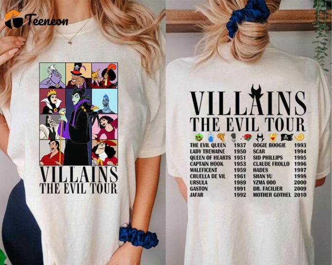 Vintage Disneyland Villains Evil Tour Shirt Evil Queens Retro Tshirts Concert Music Shirt Evil Friends Matching 1