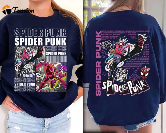 Spider Punk Shirt: Vintage 90S Spider-Man Sweatshirt Hobie Brown &Amp;Amp; Spider 2099 Spider-Verse 1