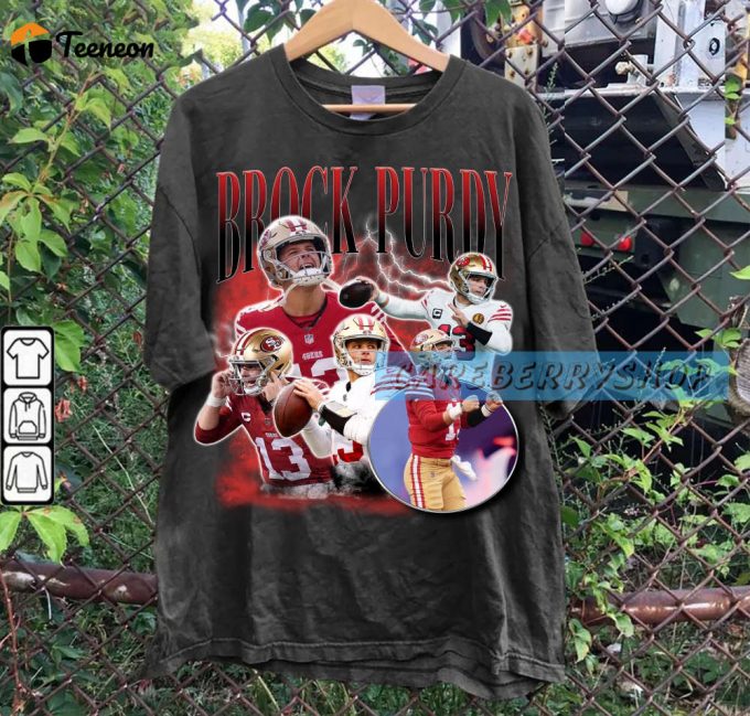 Vintage Brock Purdy Football Tee: 90S Retro Graphic Shirt For Unisex Fans - Limited Edition! 1